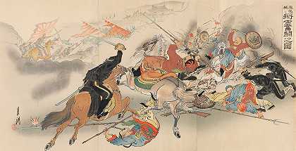 Ōgata Gekkō的《两位将军及其部下在凤凰城展开激烈战斗》