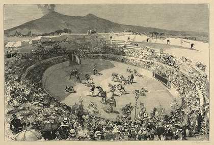 奥古斯特·路易斯·勒佩尔的《庞贝节，角斗士马戏团》
