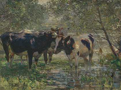 海因里希·冯·苏格尔的《河边的三头牛》