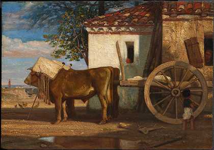 亚历山大·加布里埃尔·德坎普斯的《勒维里耶农舍前的牛》