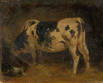 弗里德里希·奥古斯特·马蒂亚斯·高尔曼的《谷仓里的奶牛》