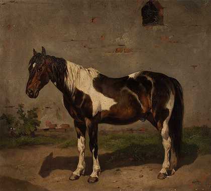 Józef Brodowski的《背景是谷仓的马》