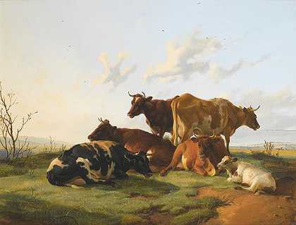 托马斯·西德尼·库珀的《在坎特伯雷草甸放牧的牛》