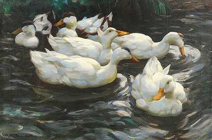 亚历山大·科斯特的《水中六只鸭子》