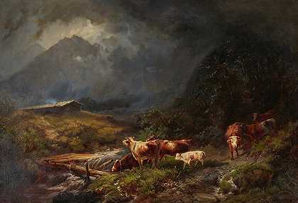 奥托·索默的《山区风景中的奶牛》