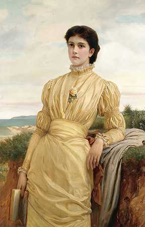 查尔斯·爱德华·佩鲁吉尼的《穿黄色连衣裙的女士》