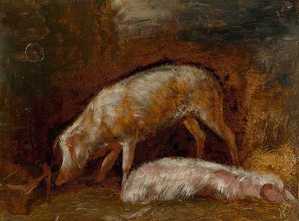 Alexandre Gabriel Decamps的《猪的研究》