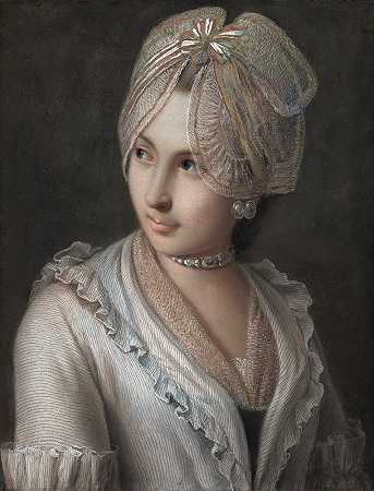 Pietro Rotari的《戴蕾丝帽的优雅年轻女士》