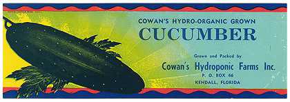 “Cowan’s Hydro Organic Grown Cucumber Label by Anonymous”