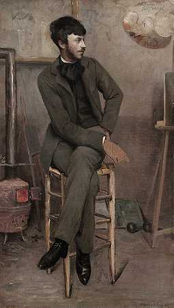 《巴黎画室画家肖像》作者：奥蒂莉·威廉明·罗德斯坦