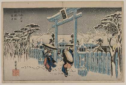 “吉翁神社的雪”，出自安东浩的《京都名胜》系列