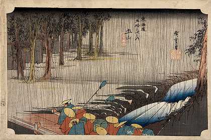 Utagawa Hiroshige的《筑山春雨》