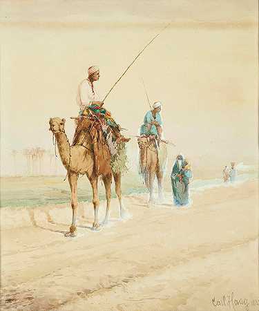 卡尔·哈格的《埃及路上的阿拉伯旅行者》