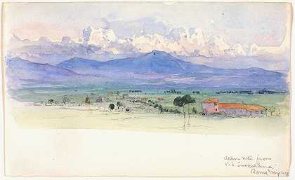 乔治·埃尔伯特·伯尔（George Elbert Burr）的《阿尔班山脉》（Alban Mountains from Via Tuscolana，Rome）