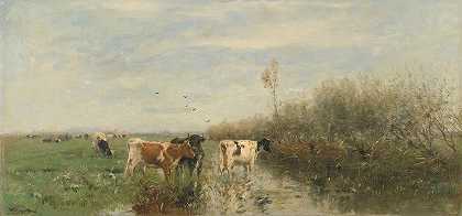 威廉·马里斯的《湿漉漉的草地上的奶牛》