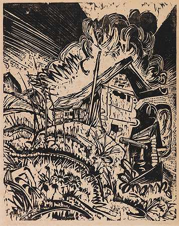 恩斯特·路德维希·凯尔希纳的《雷雨中的高山小屋》