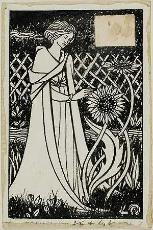 奥布里·文森特·比尔兹利的《带向日葵的女人》