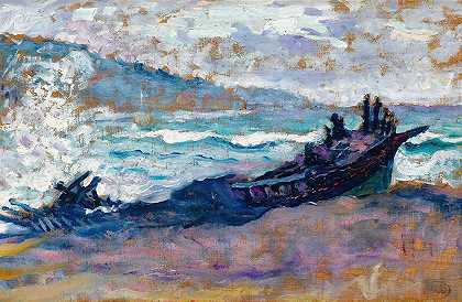 “海滩上的船，亨利·埃德蒙·克罗斯