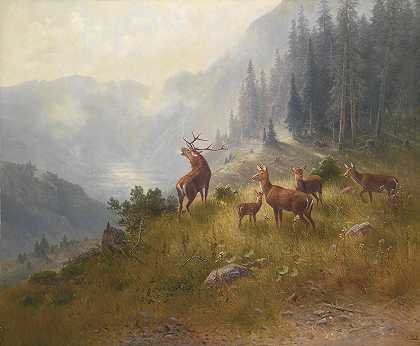 路德维希·斯凯尔的《Hirsche im Hochgebirge》