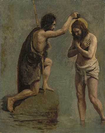 “耶稣和圣约翰（研究基督的洗礼）作者：Jean Baptiste Camille Corot