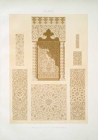 “Soultan Barqouq墓地清真寺，Mimbar（14世纪）详图，作者：Emile Prisse Avennes