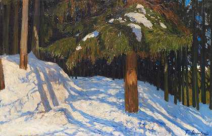 Fritz Overbeck的《Tannenwald im Schnee》
