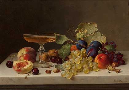 艾米莉·普雷耶的《夏日水果与香槟的静物》