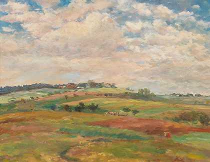 安东·斯拉维切克（Antonín Slavíček）的《夏日阳光下的追随者牧场风景》（Follower Pasture Landscape In The Summer Light）
