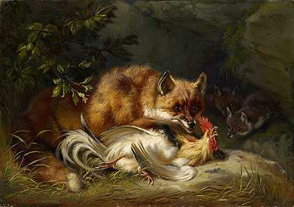 本诺·拉斐尔·亚当的《狐狸袭击公鸡》