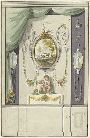 亚伯拉罕·梅尔滕斯（Abraham Meertens）设计的带有奶牛徽章的面板的房间装饰设计