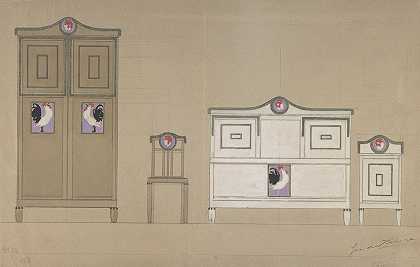 Georges de Feure的《家具设计：衣橱、椅子、办公桌和盥洗台》