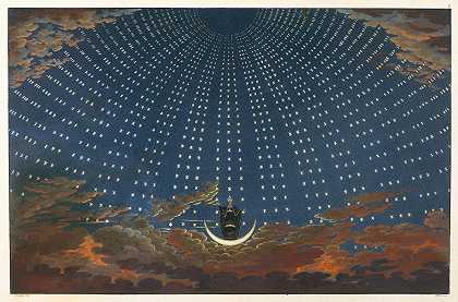 卡尔·弗里德里希·辛克尔（Karl Friedrich Schinkel）的《魔笛设计：夜女王宫殿中的星光大厅》，第1幕第6场