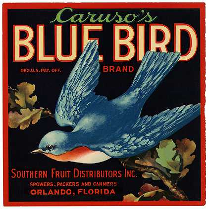 “Caruso”的Blue Bird品牌水果标签