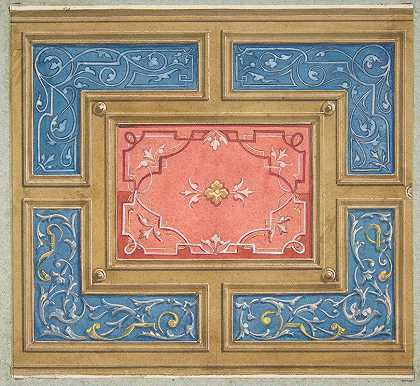 Jules Edmond Charles Lachaise设计的带彩绘面板的格子天花板