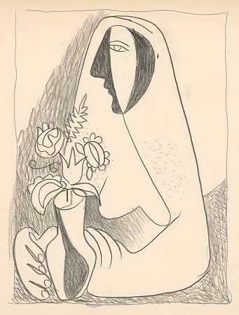 米库拉什·加兰达的《花瓶里有花束的女人》