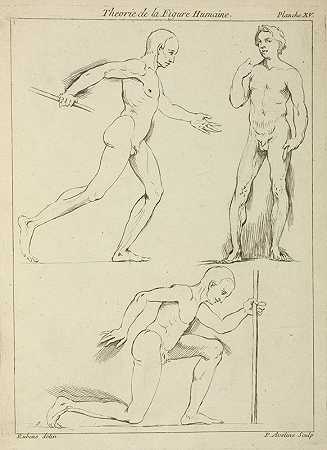 彼得·保罗·鲁本斯（Peter Paul Rubens）的三个男性人物，一个大步走着，一个跪着