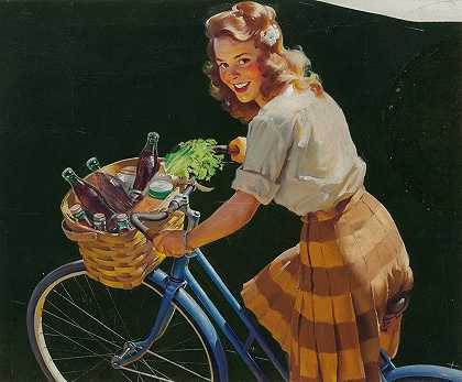 Haddon Hubbard Sundblom的可口可乐广告《骑自行车的女孩》