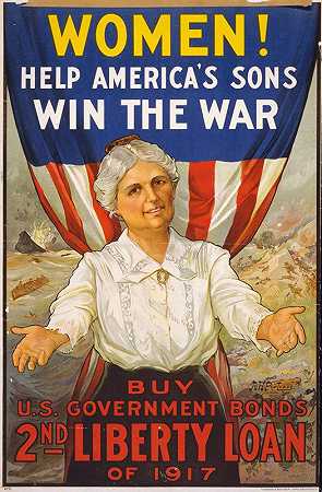 “女人们！帮助美国的儿子们赢得战争——由R.H.Porteus购买美国政府债券