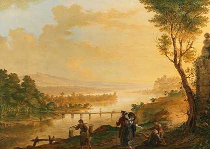 弗朗茨·霍切克的《日落时的河流风景》