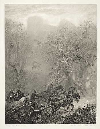 阿道夫·门采尔的《用刷子和刮刀的石头随笔：穿过森林的囚犯》