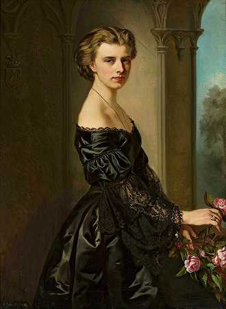 诺伯特·施罗德（Norbert Schrödl）的《戴着玫瑰的年轻女子肖像》