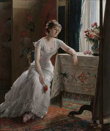 Gustave Léonard de Jonghe的《玫瑰女孩》