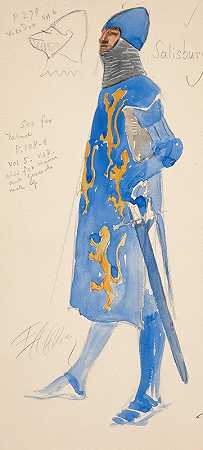 “索尔兹伯里（武装），亨利·欧文1898年计划制作的埃德温·奥斯汀·艾比理查德二世的服装素描