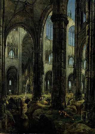 《哥特式教堂废墟》，作者：Carl Blechen