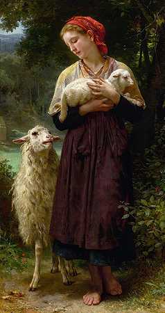 “新生羔羊（新生羔羊），作者：William Bouguereau