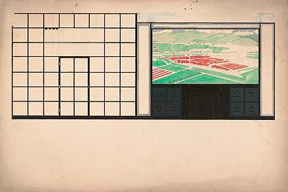 “梅赛德斯汽车展厅设计图”【Winold Reiss壁画室内立面研究