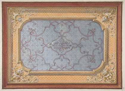 朱尔斯·爱德蒙·查尔斯·拉查斯（Jules Edmond Charles Lachaise）设计的天花板四角装饰有urns、吊坠和肖像徽章