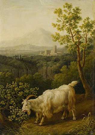 雅各布·菲利普·哈克特的《意大利风景中的一只公山羊》