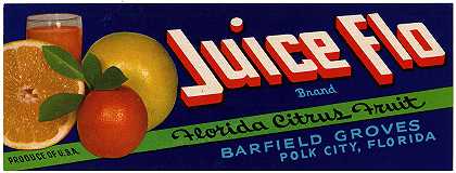 “Juice Flo品牌佛罗里达柑橘水果标签”