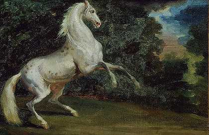 Théodore Géricault追随者的《跳跃的马》